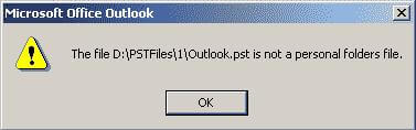 pst is not a personal folder file