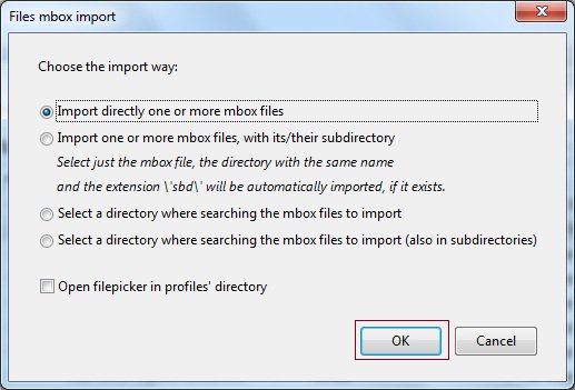 Import directly one or more MBOX files