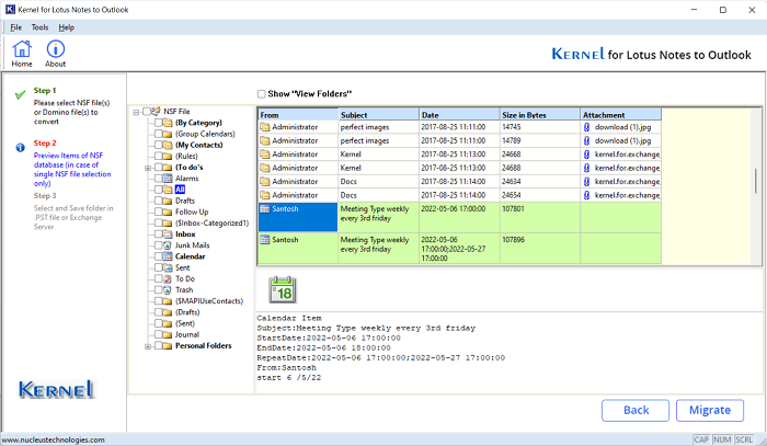 click on Migrate option