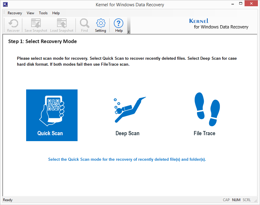 Launch the Windows Data Recovery tool