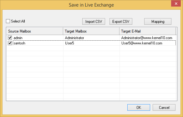 Mappping source and destination account