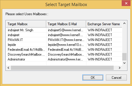 Select the desired users mailbox