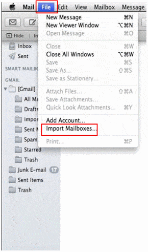 Click Import Apple Mail Mailboxes