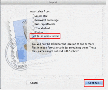 Select file in MBOX format