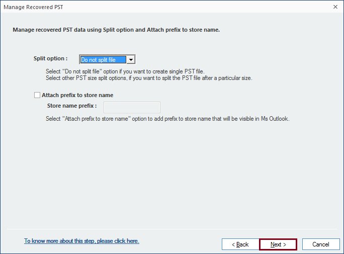 Manage the converted PST file
