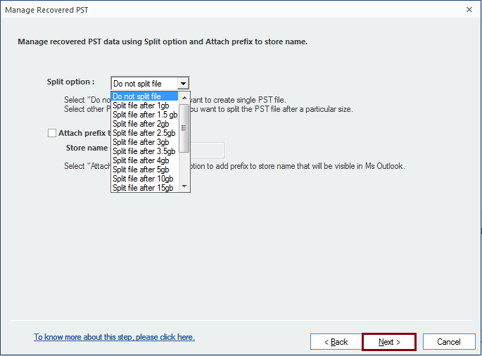 Split your PST file