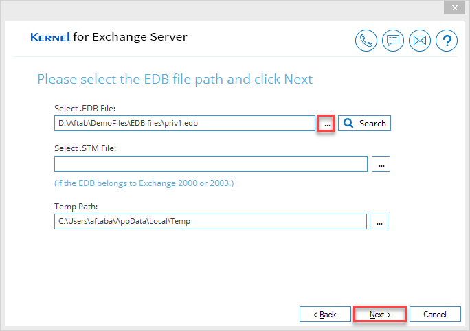 Select EDB file