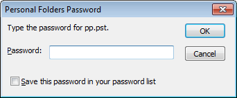 password to access the PST file