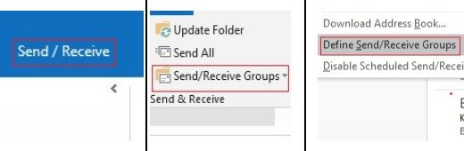 click on Send/Receive Groups and Define Send/Receive Groups