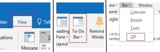 select To-Do Bar dropdown and click Off