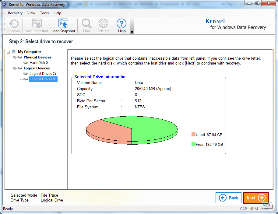 select the drive