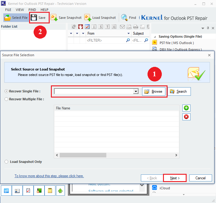 Outlook PST recovery