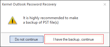 create a backup file before proceeding 