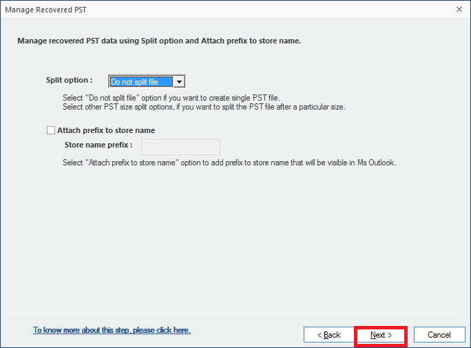 Provide splitting option