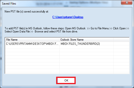 MBOX to PST conversion done