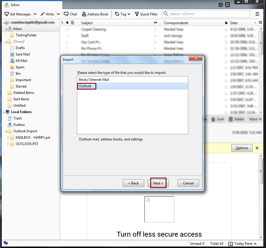 select Outlook from the given options