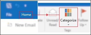 Move to Home tab and click on Categorize.