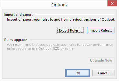 Click OK and check for the imported rule 