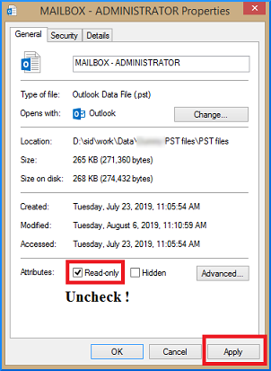 Uncheck Read-only option