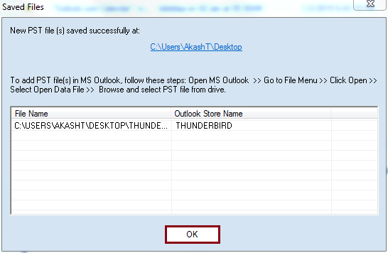 The converted MBOX file saved at given location