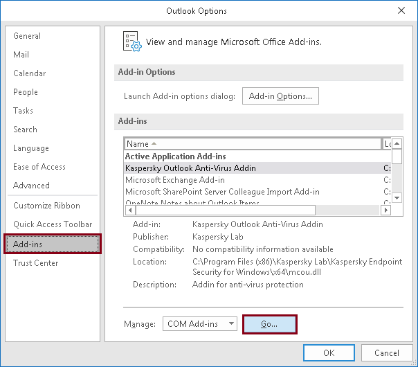 Launch Outlook and navigate