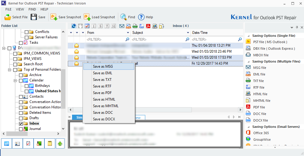 selecting desired file format for the export