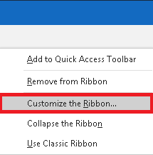 select the Customize the Ribbon