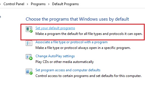 Set your default programs