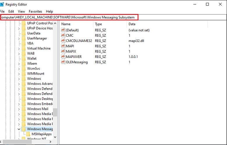 Enter registry key