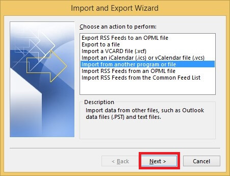 Import from another program or file