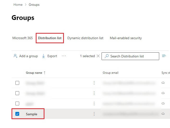 Select the required Group