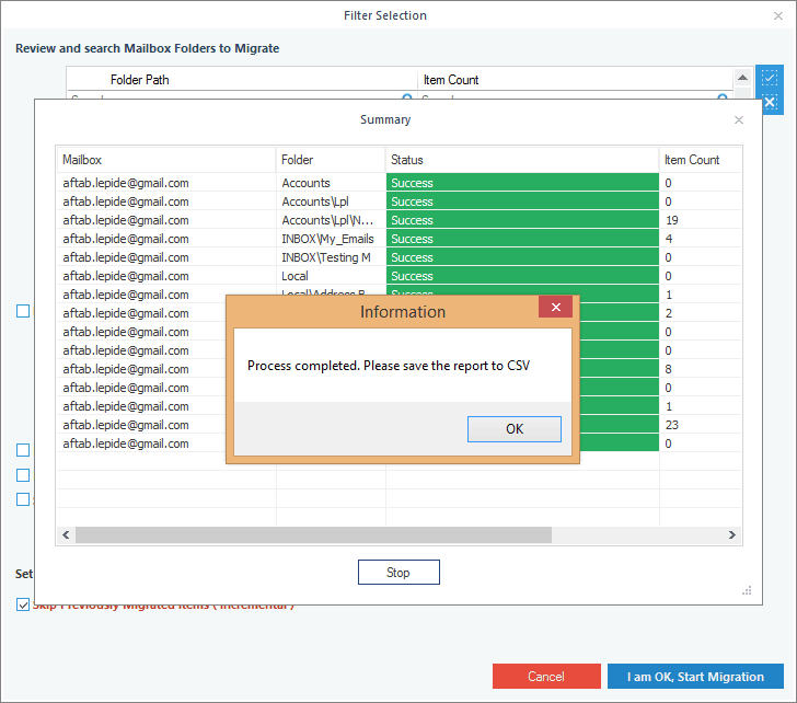 Save the backup report to the CSV file format