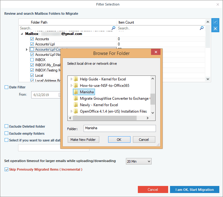 Provide a destination path on the system