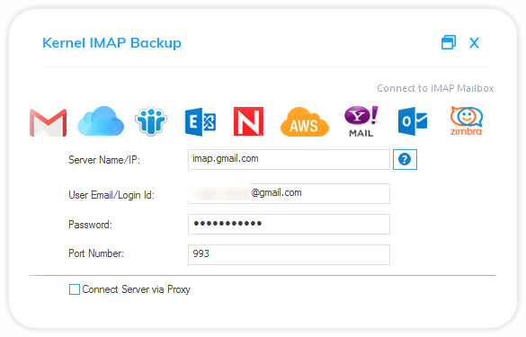 Welcome screen of IMAP Backup Tool