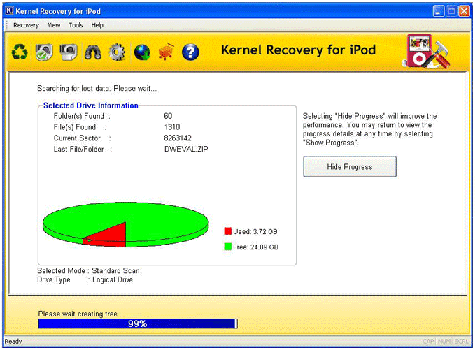 iPod scanning with the iPod recovery tool