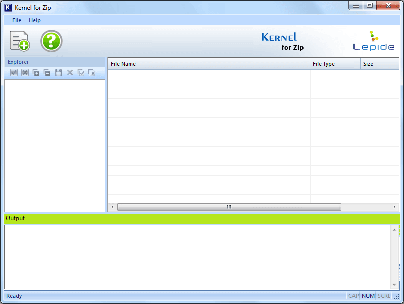 Main screen of Kernel for Zip Recovery for selecting the damaged or corrupted zip files