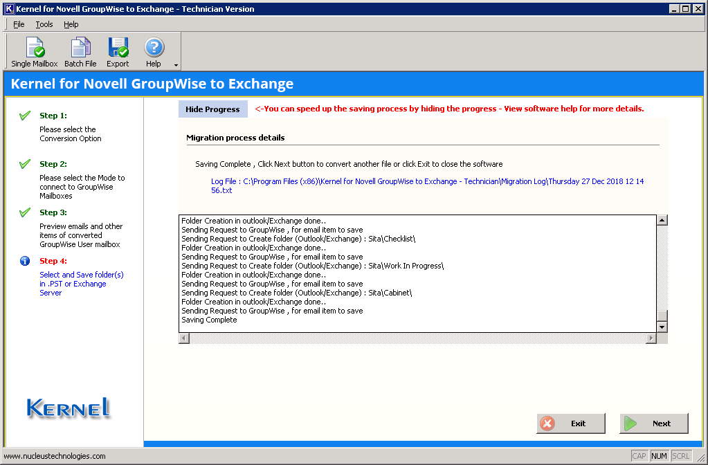 Successful migration by Kernel for Novell GroupWise to Exchange