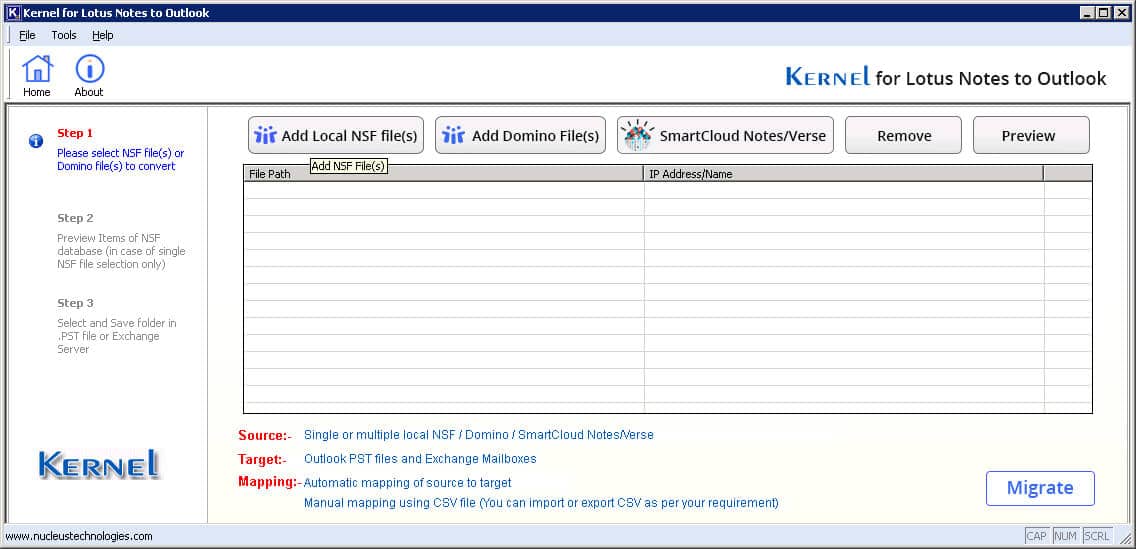 Click on Add Local NSF file(s) option to add NSF files stored locally