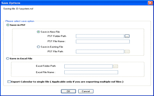 Save in PST or Excel file