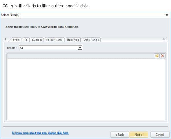 In-built criteria to filter out the specific data