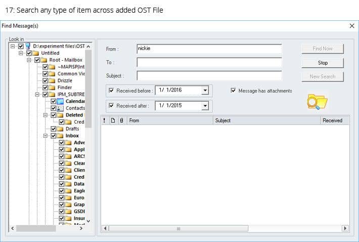 Search any type of item across added OST file