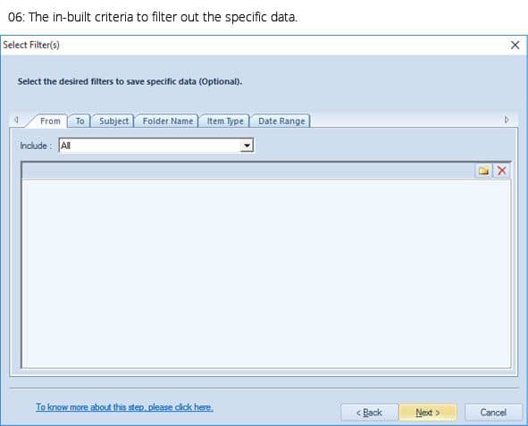 The in-bult criteria to filter out the specific data