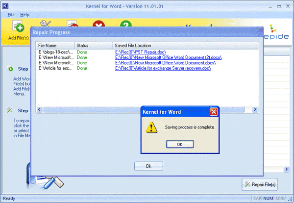 Once recovered, the files can be accessed directly from the location path