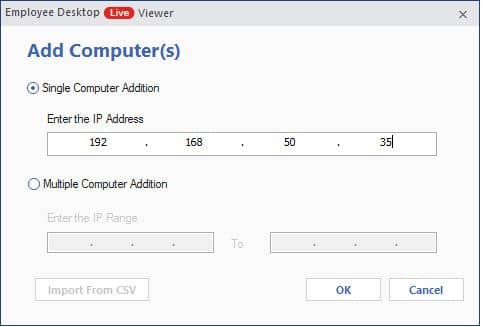 Enter IP address of computer