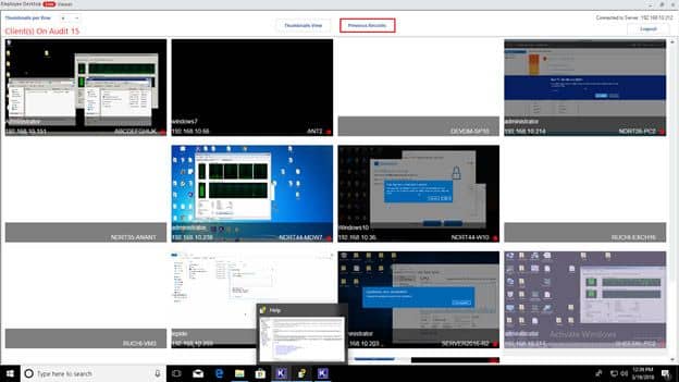 Preview thumbnails of all monitored computers
