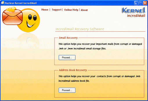 Choose Mail Recovery or Address Book Recovery Option