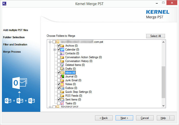 Selection of folders for merging