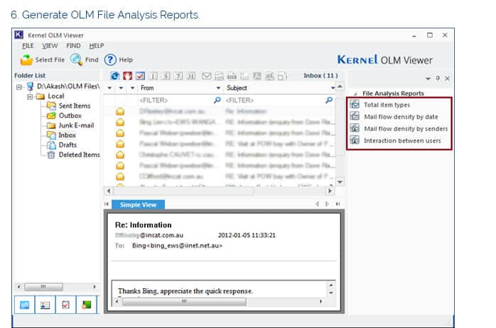 Generate OLM file analysis reports
