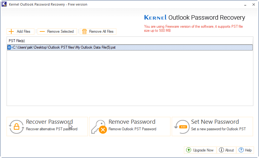Recover Password in Outlook PST file