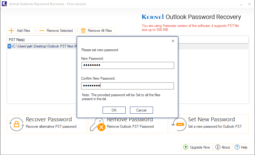 Reset the Password of Outlook PST files